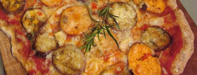 Sweet potato & eggplant pizza