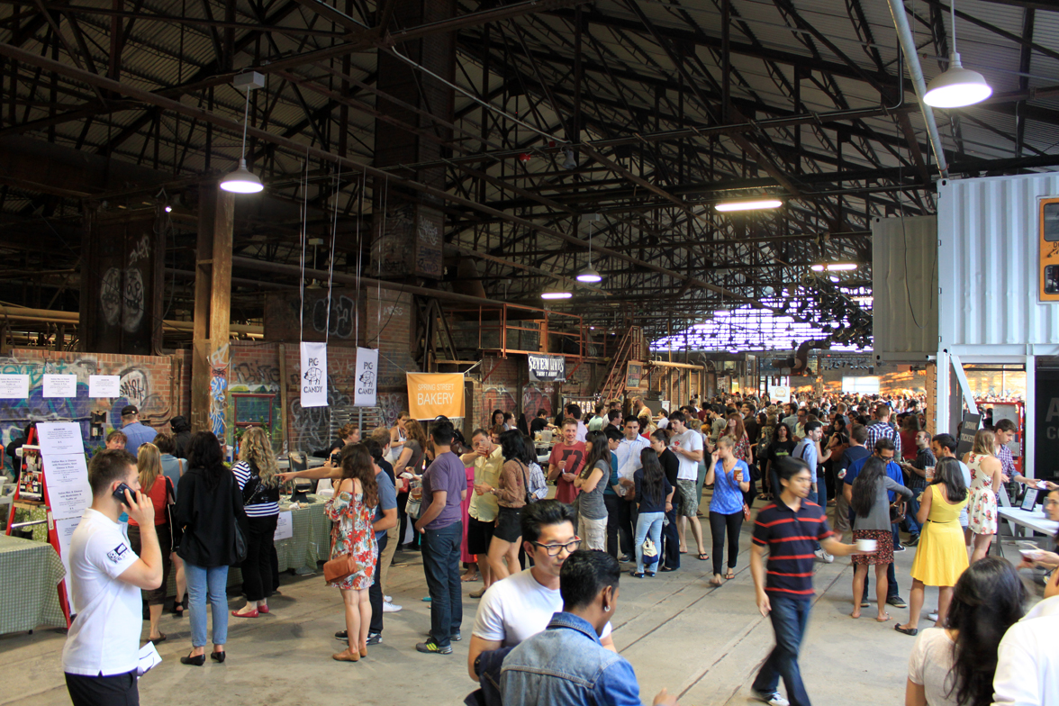 Crowds of people at the Toronto Underground Market in June 2012
